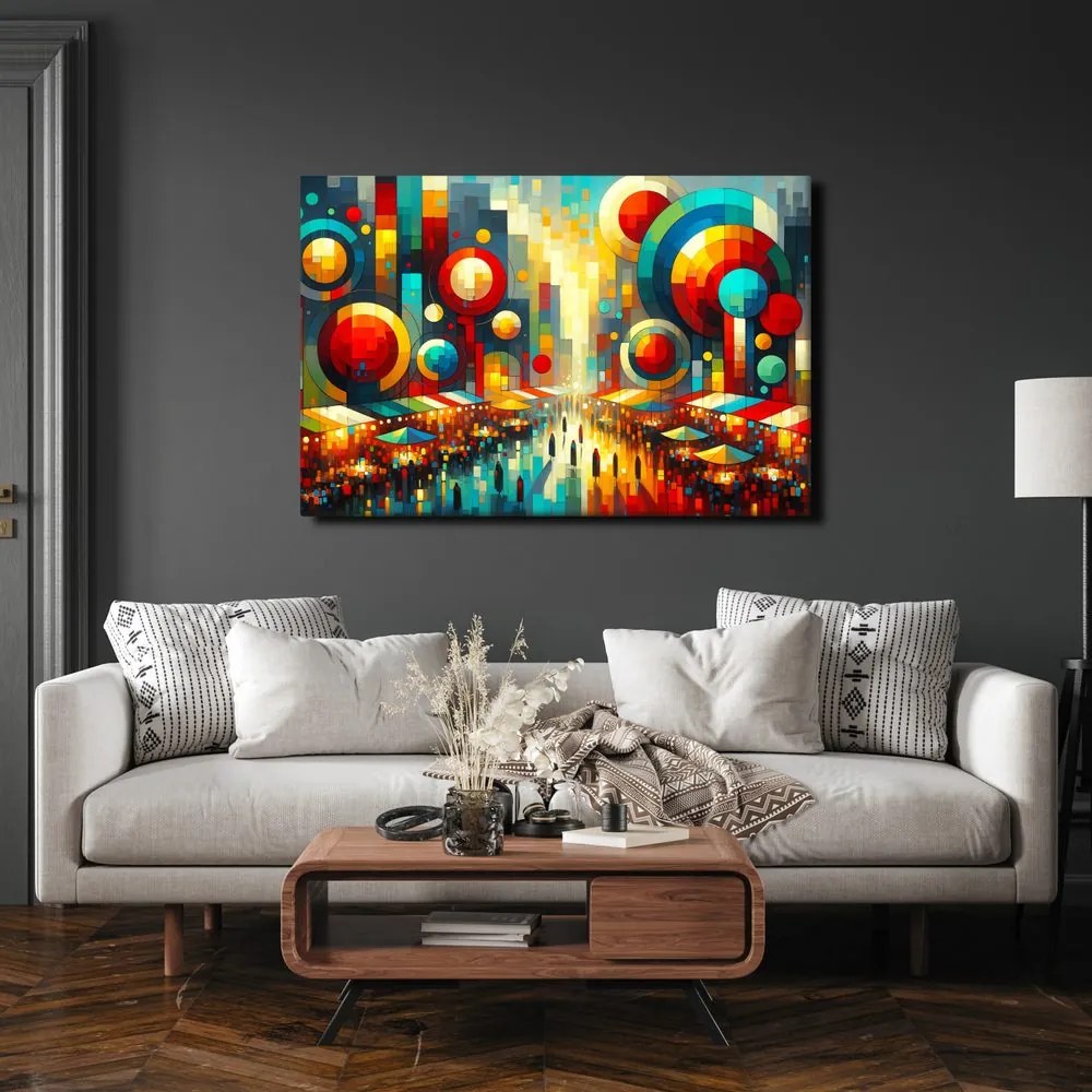 Quadro su tela – Città colorata nei cerchi