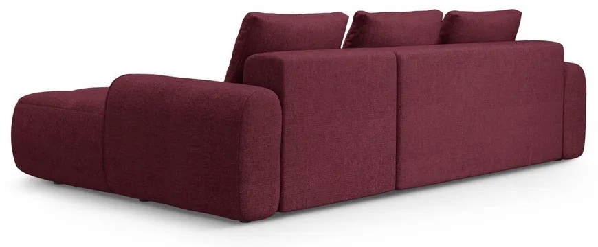 Divano angolare burgundy allungabile/con contenitore (con penisola a destra/con chaise lounge) Linz – Cosmopolitan Design