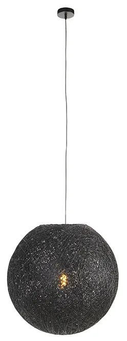 Lampada a sospensione rustica nera 60 cm - Corda