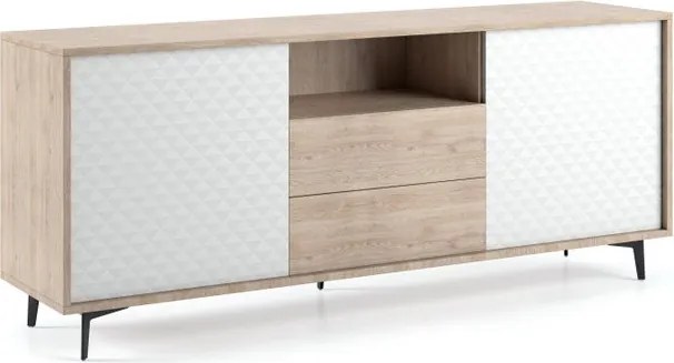 Mobile Madia Password con 2 ante e 2 cassetti L 184 x H 45 x P 77 cm beige e bianco
