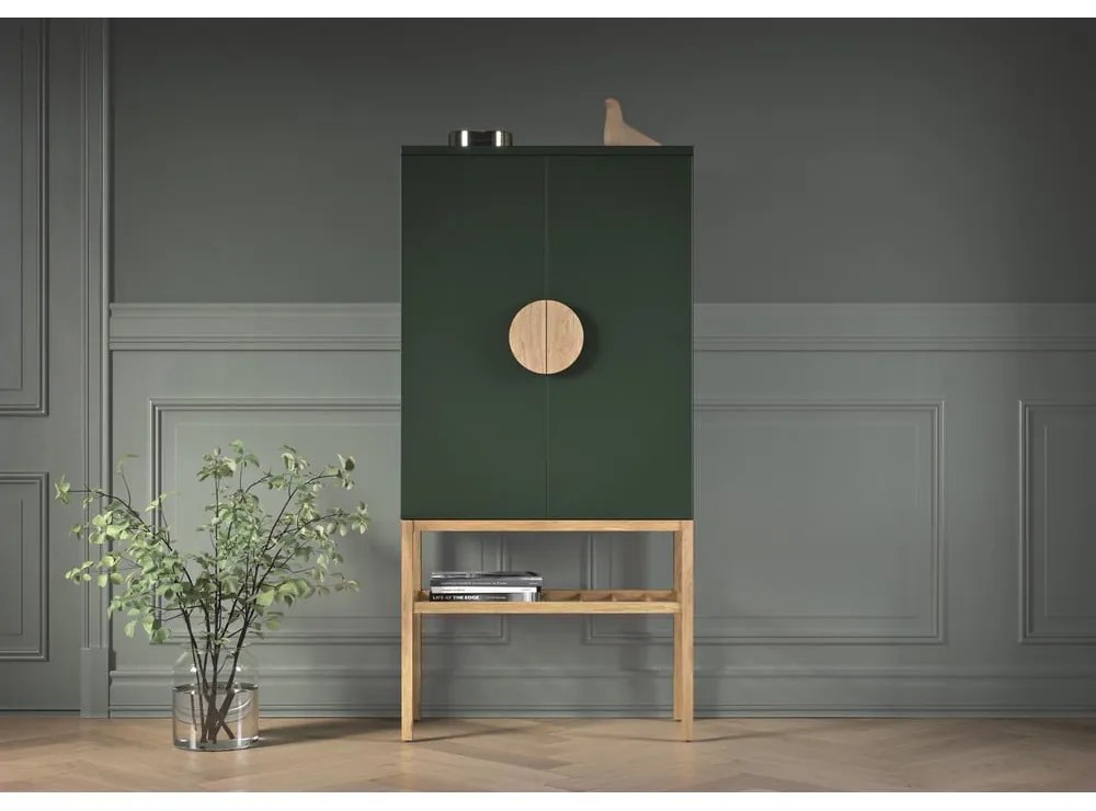 Credenza verde con gambe in rovere, altezza 162 cm Scoop - Tenzo