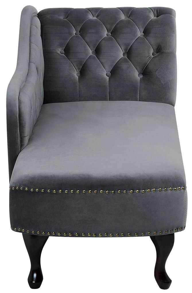 Chaise longue destra in velluto grigio NIMES Beliani