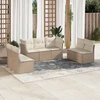 Set Divani da Giardino 7 pz con Cuscini Beige in Polyrattan 3249247