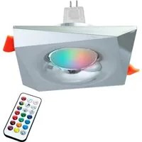 Faretto quadrato 12V incasso 65mm lampada LED 6W GU5.3 RGBW luce cromoterapia con alimentatore SILVER LUCE 6000K