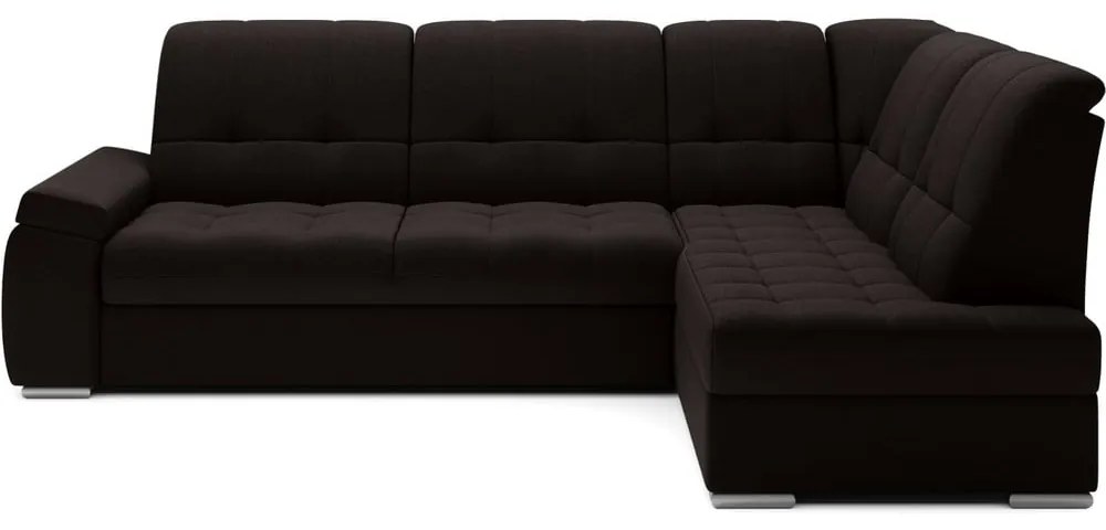 Divano angolare marrone allungabile/con contenitore (con penisola a destra/a L) Sado – ELTAP