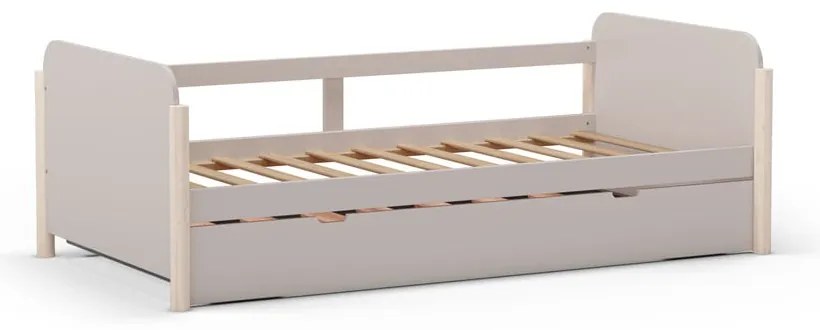 Letto per bambini in legno di pino crema con letto estraibile 90x190 cm Enola - Marckeric