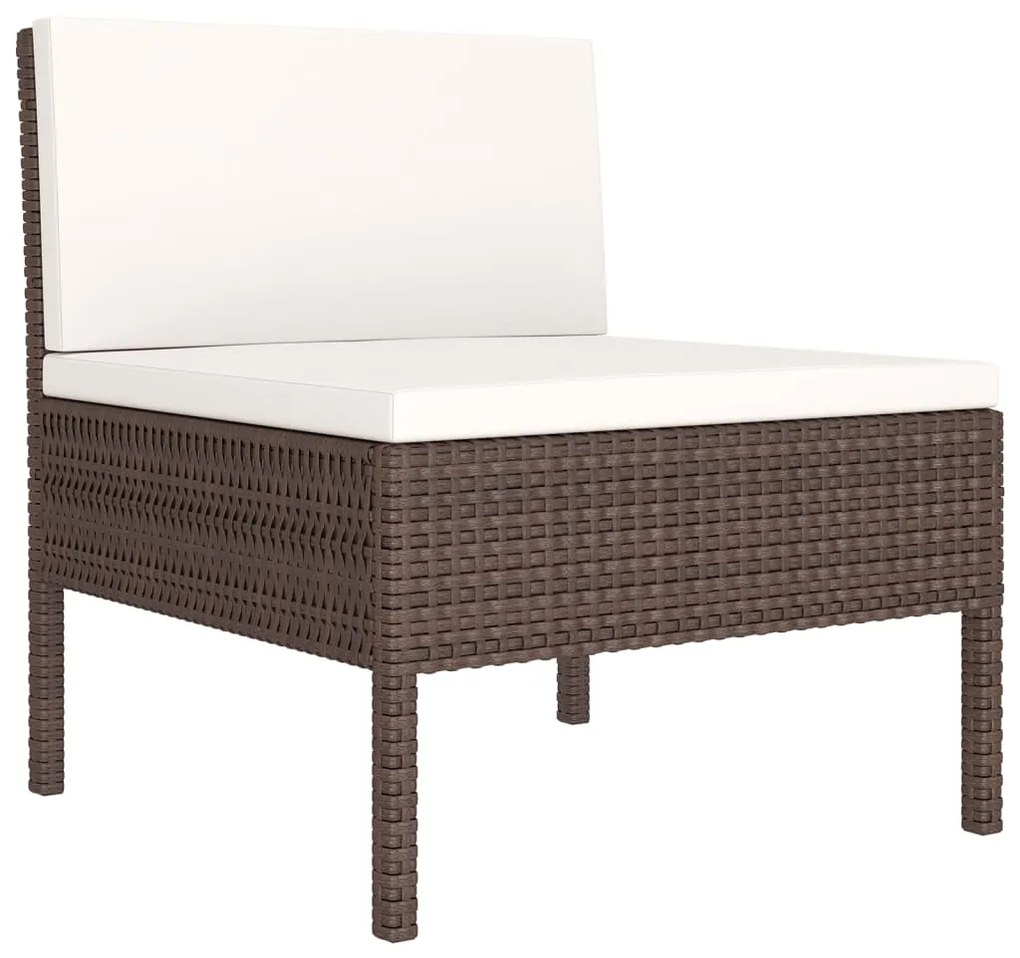 Set Divani da Giardino 5 pz con Cuscini in Polyrattan Marrone