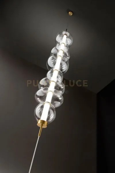 Piantana in metallo e vetro trasparente e oro spazzolato bubbles le...