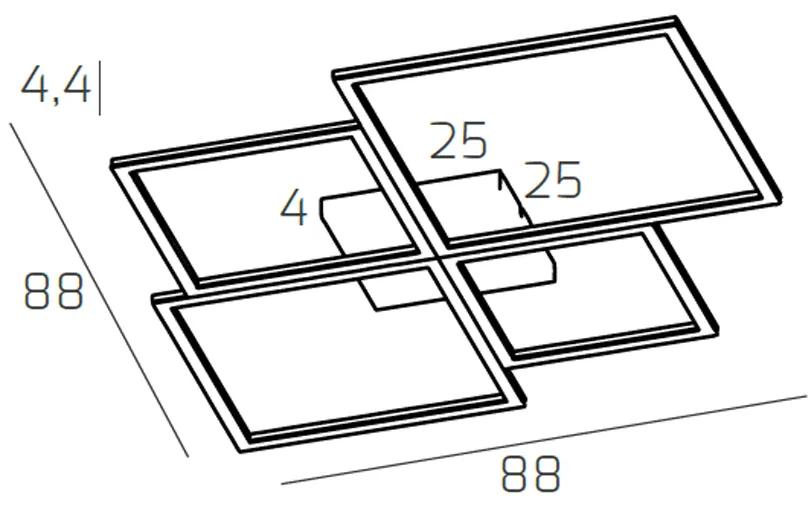Plafoniera Moderna Quadrata Four Squares Alluminio Bianco Led 120W