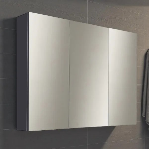 Specchio contenitore bagno a 3 ante 80xh60 cm in legno Grafite Opaco
