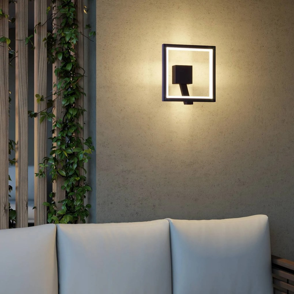 Lucande applique a LED Square, antracite, metallo, IP65