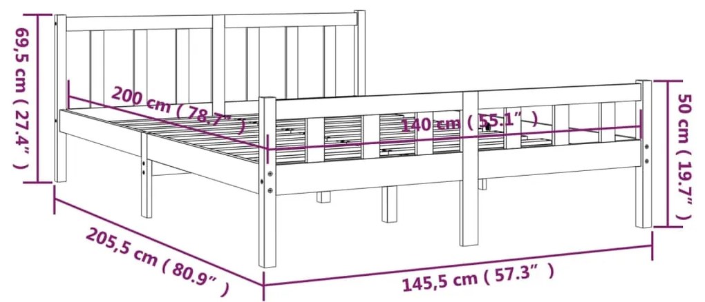 Giroletto Bianco in Legno Massello 140x200 cm