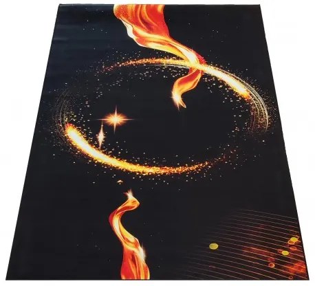 Tappeto nero con cerchio di fuoco Larghezza: 80 cm | Lunghezza: 150 cm