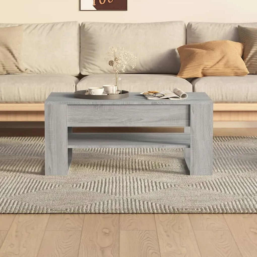 Tavolino da salotto grigio sonoma 102x55x45cm legno multistrato