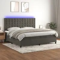 Letto a Molle con Materasso e LED Grigio Scuro 200x200 cm 3136384