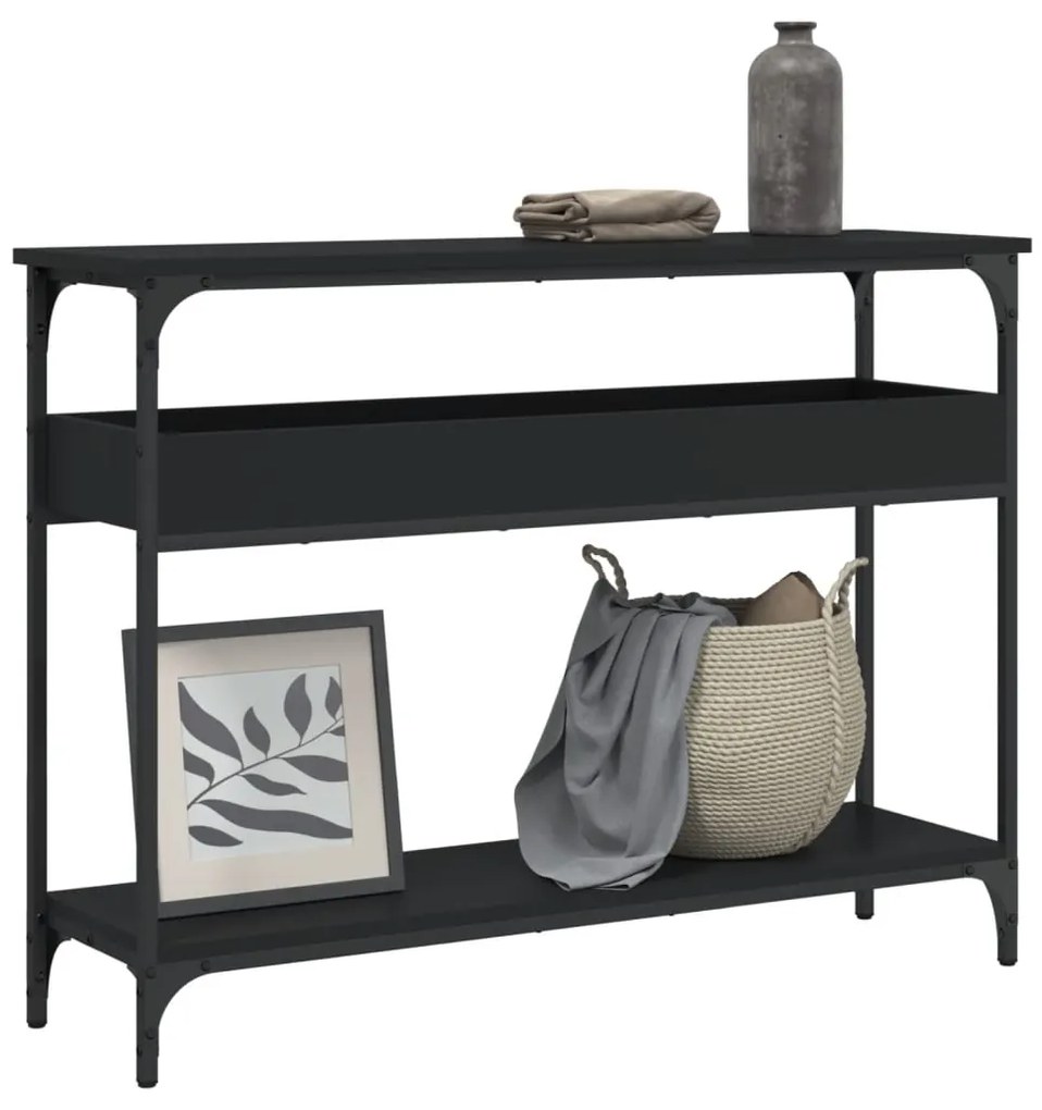 Tavolo Consolle Con Ripiano Nero 100x29x75cm Legno Multistrato /