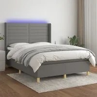 Letto a Molle Materasso e LED Grigio Scuro 140x190cm in Tessutocod mxl 75385