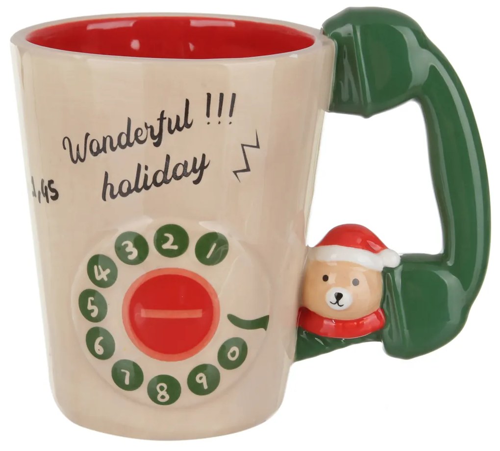 Tazza natalizia Orso telefono 400 ml ceramica