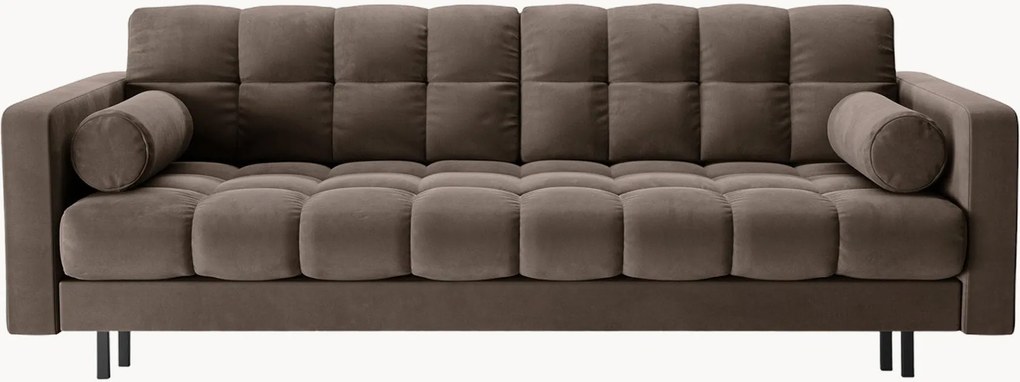 Divano letto 3 posti effetto velluto con contenitore Bali, larg. 222 cm