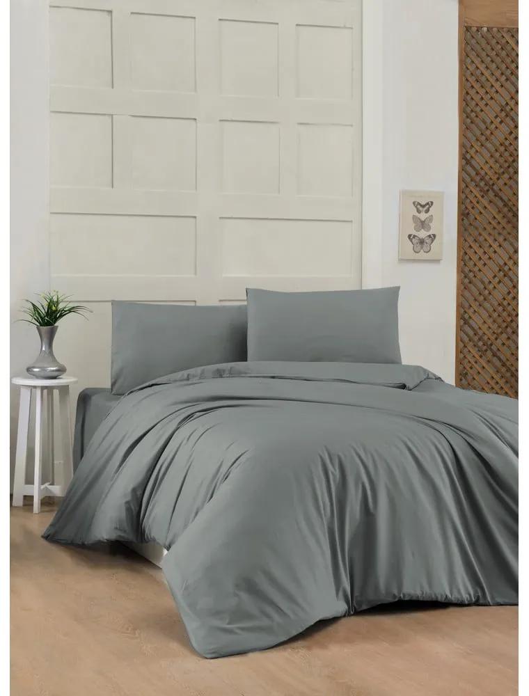 Biancheria da letto singola in cotone grigio scuro 140x200 cm - Mijolnir