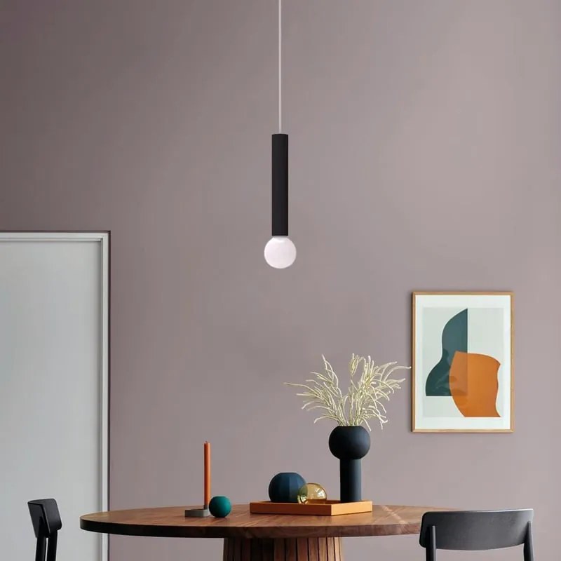 Lampadario Moderno Puro nero paralume nero E27 Ø4cm LUMICOM