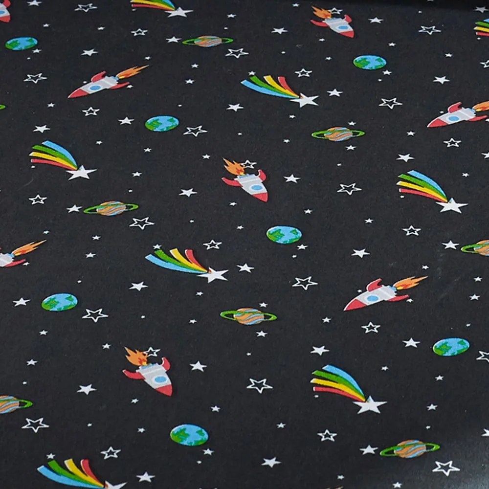 Lenzuolo con angoli per bambini nero per letto singolo 90x190 cm Rainbow Rockets – Catherine Lansfield