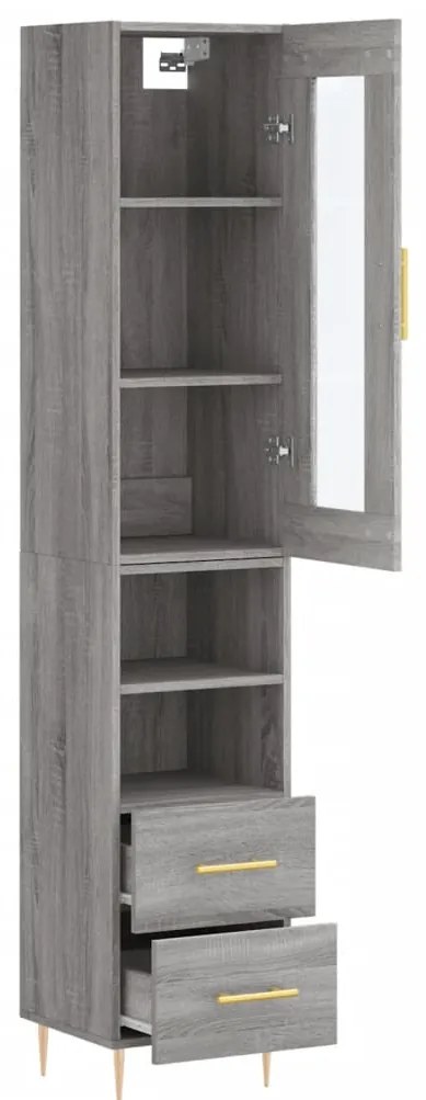 Credenza grigio sonoma 34,5x34x180 cm in legno multistrato