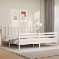 Giroletto con Testiera Bianco 200x200 cm in Legno Massellocod mxl 100955