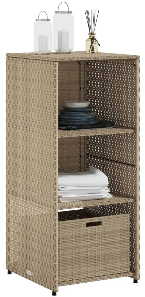 Armadietto portaoggetti giardino beige 50x55x115cm polyrattan