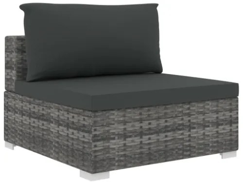 Set Divani da Giardino 8 pz con Cuscini in Polyrattan Grigio