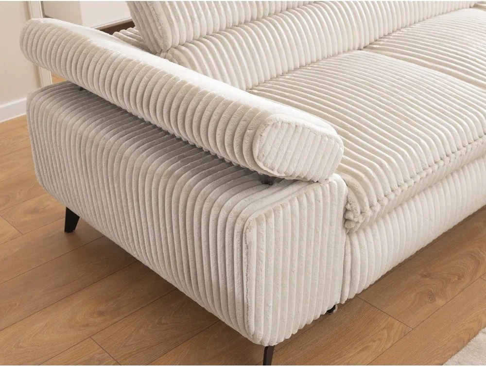 Divano angolare color crema (con penisola a destra/a L) con rivestimento in velluto a coste Marbeya – Ropez