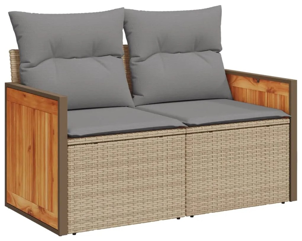 Set divani da giardino 12 pz con cuscini beige in polyrattan