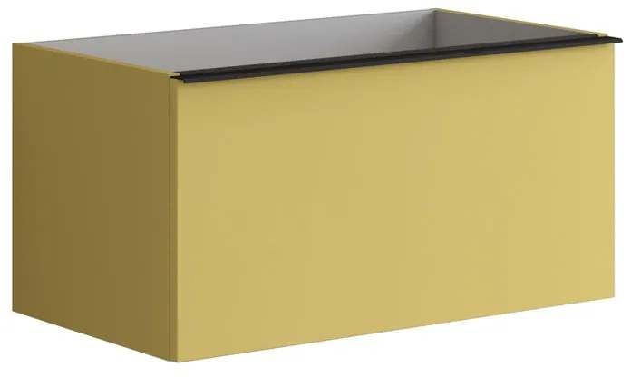 Mobile da bagno sotto lavabo Pixel laccato opaco giallo sole L 80 x H 40 x P 45.5 cm 2 cassetti, lavabo non incluso