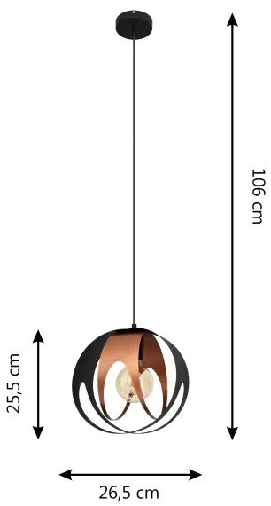 Lampadario a sospensione con filo MOONLIGHT 1xE27/15W/230V nero/rame