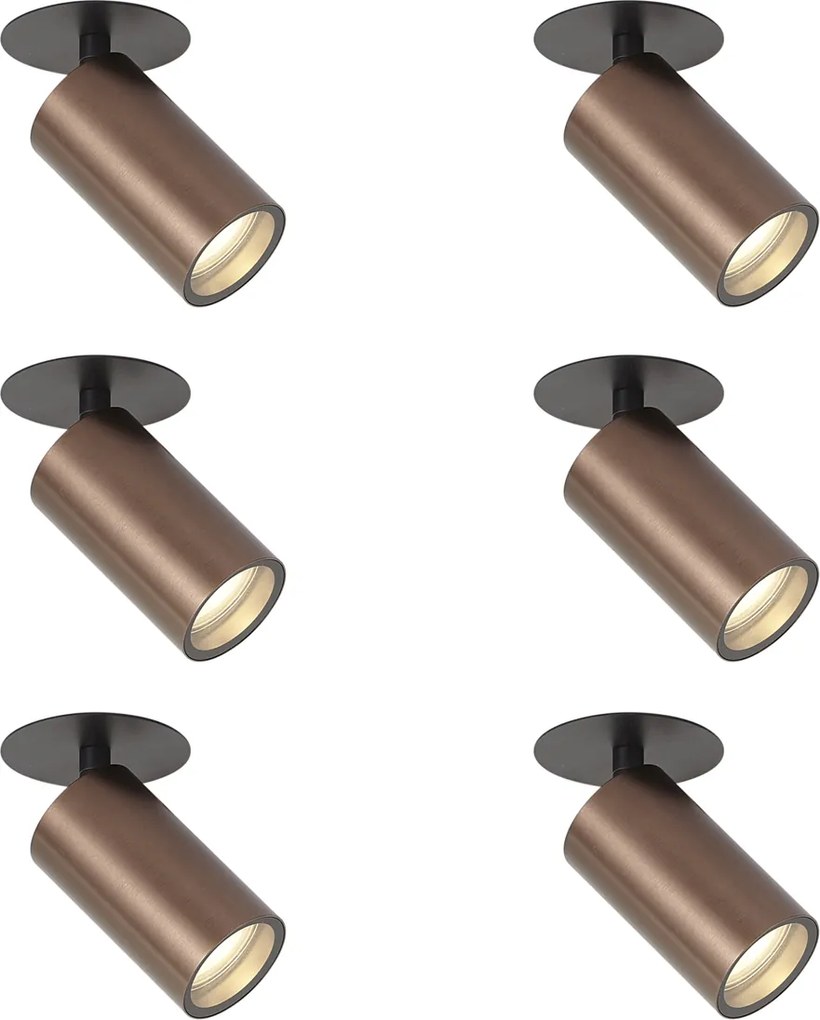 Set di 6 faretti da incasso moderni bronzo scuro GU10 50mm IP44 - Chels