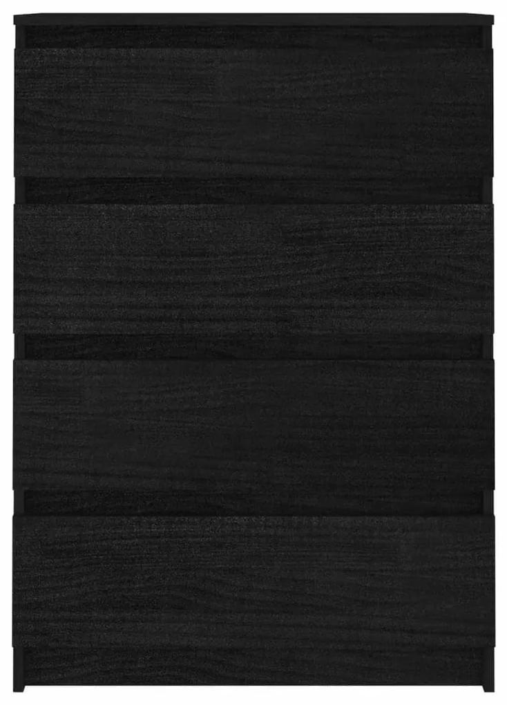 Credenza nera 60x36x84 cm in legno massello di pino