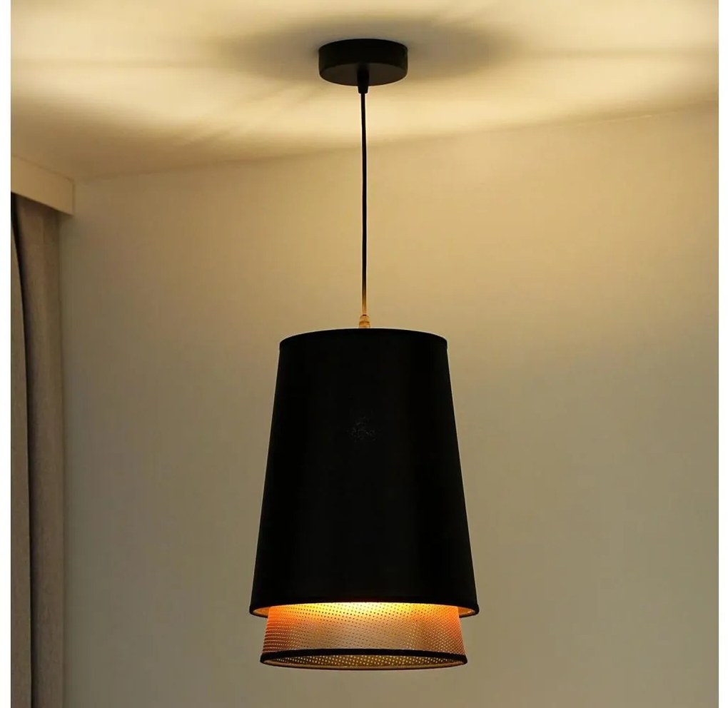 Duolla - Lampadario a sospensione con filo BELL SHINY 1xE27/15W/230V diametro 25 cm nero/rame