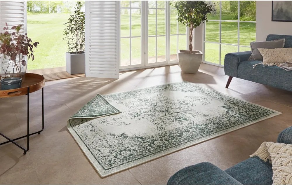 Tappeto da esterno verde e crema , 200 x 290 cm Borbon - NORTHRUGS