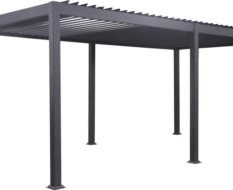 Pergola bioclimatica 301.3x583.6 cm in alluminio grigio antracite - Solea