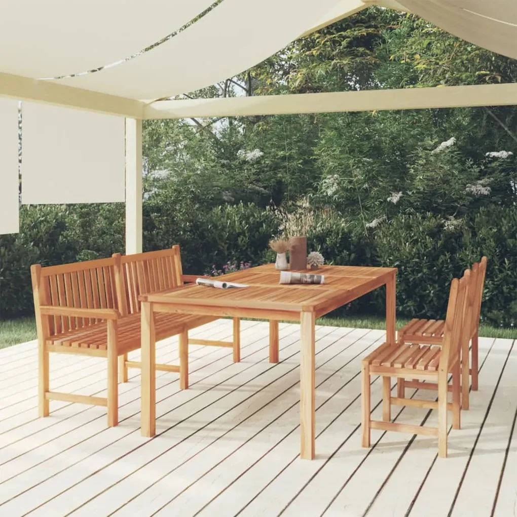 Set da pranzo per giardino 4 pz in legno massello di teak