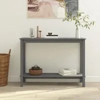 Tavolo Consolle Grigio 110x40x80 cm in Legno Massello di Pino 822284