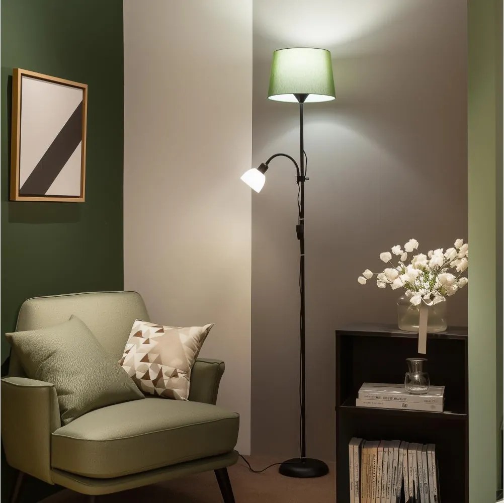 Brilagi - Lampada da terra CERIA 2 in 1 1xE27/100W/230V + 1xE14/25W nero/verde