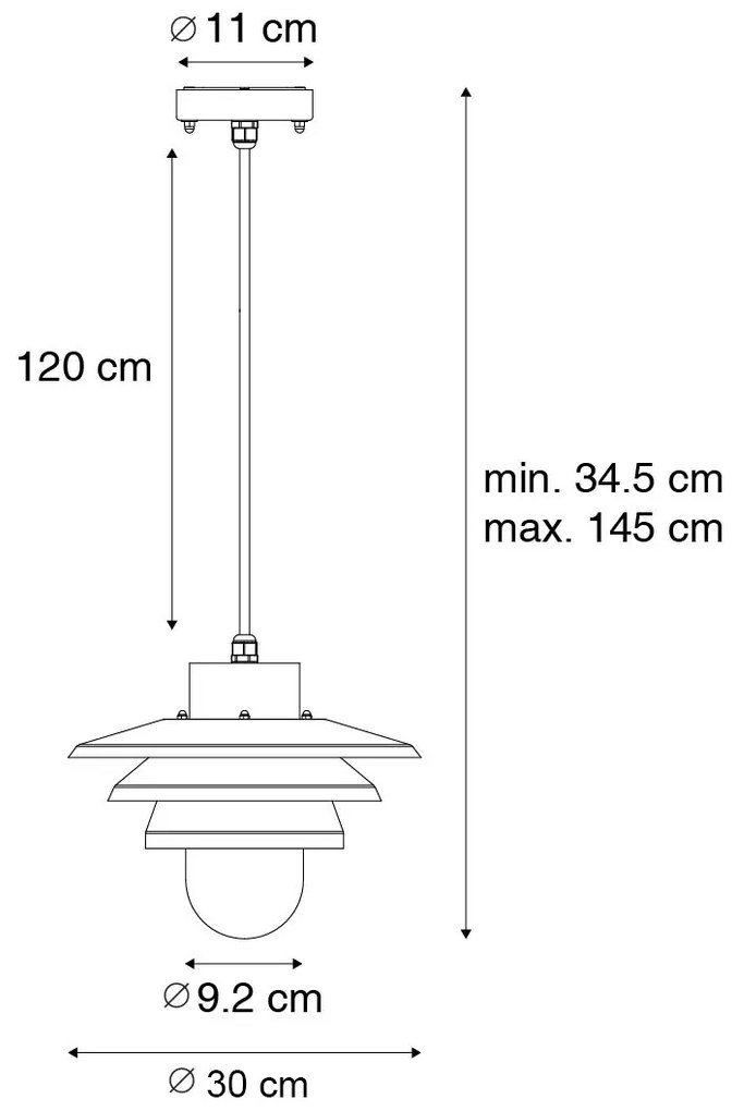 Lampada da esterno a sospensione di design nera IP44 - Morty