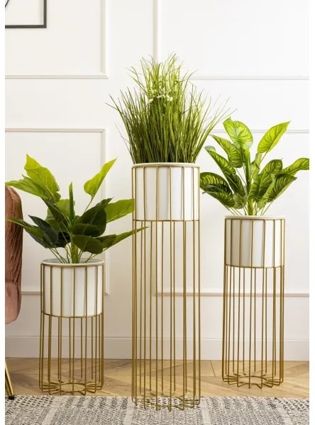 Vaso da fiori in metallo LOFT 55x20 cm oro/bianco