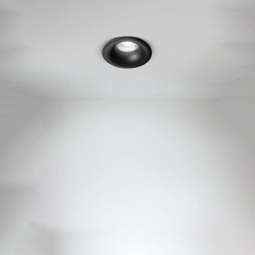 Faretto Incasso Tondo Moderno Oasis Alluminio Nero 1 Luce Gu10