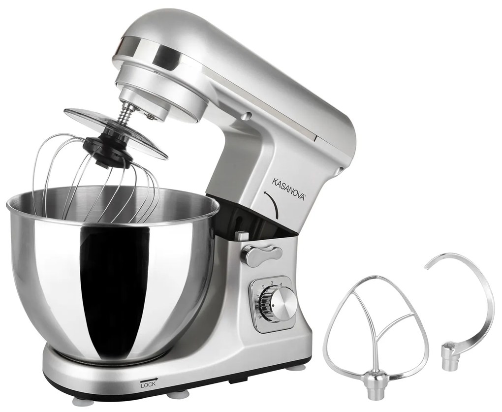 Impastatrice planetaria silver da 1000 W, a 6 velocità con ciotola da 5 litri