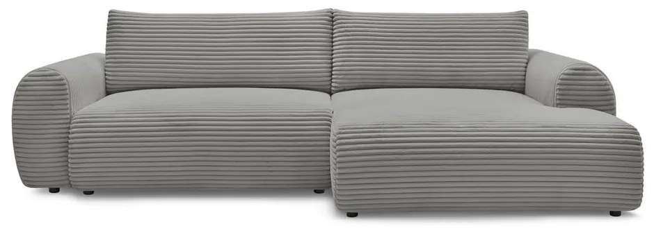 Divano angolare in grigio scuro allungabile (con penisola a destra) con rivestimento in velluto a coste Lucien – Bobochic Paris