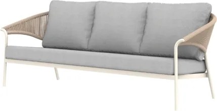 Salotto Da Esterno 5 Posti In Alluminio E Corda Con Tavolino Celia Avorio