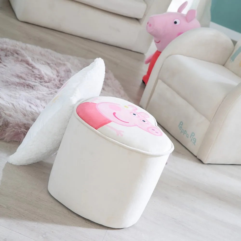 Pouf per bambini in velluto bianco Peppa Pig - Roba