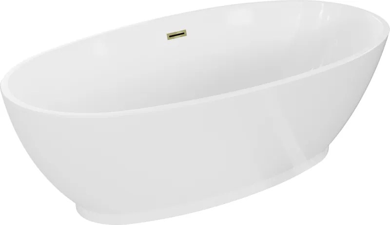 Mexen Bilbao vasca da bagno indipendente 180 x 90 cm, bianca, troppopieno dorato - 51311809000-50